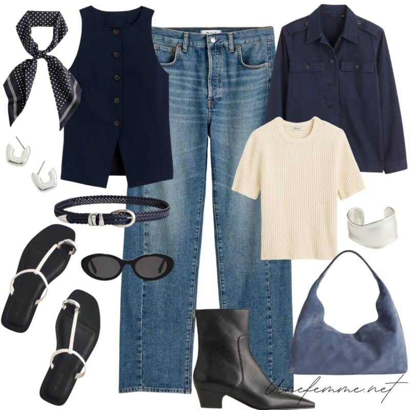 Wear-now-wear-later summer to fall transitional season capsule in cool neutrals.