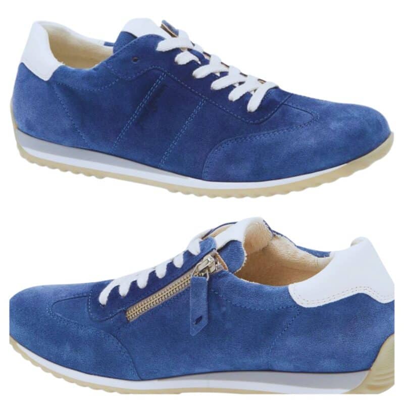 Paul Green Augusta zip sneaker blue suede.