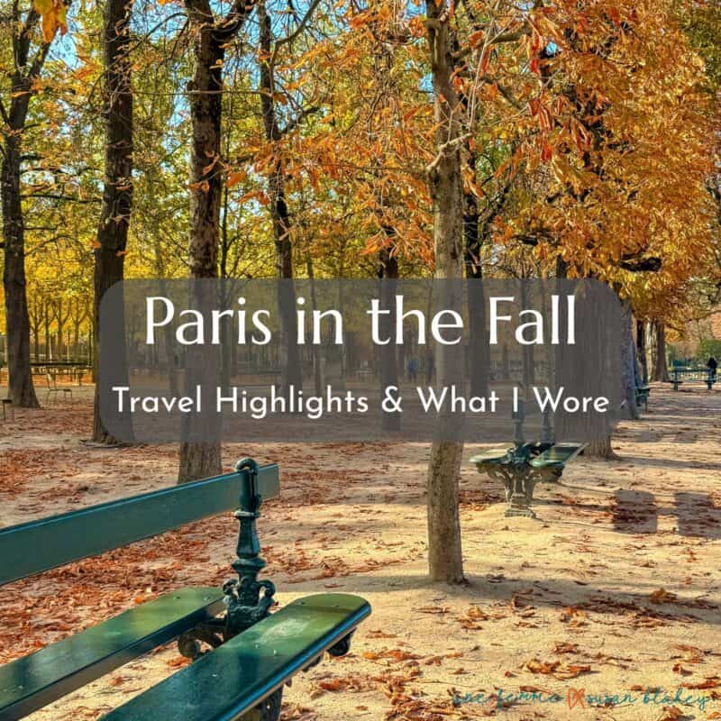 Jardin du Luxembourg in Paris during fall, with golden leaves and park benches — travel and outfit recap by unefemme x susan blakey.