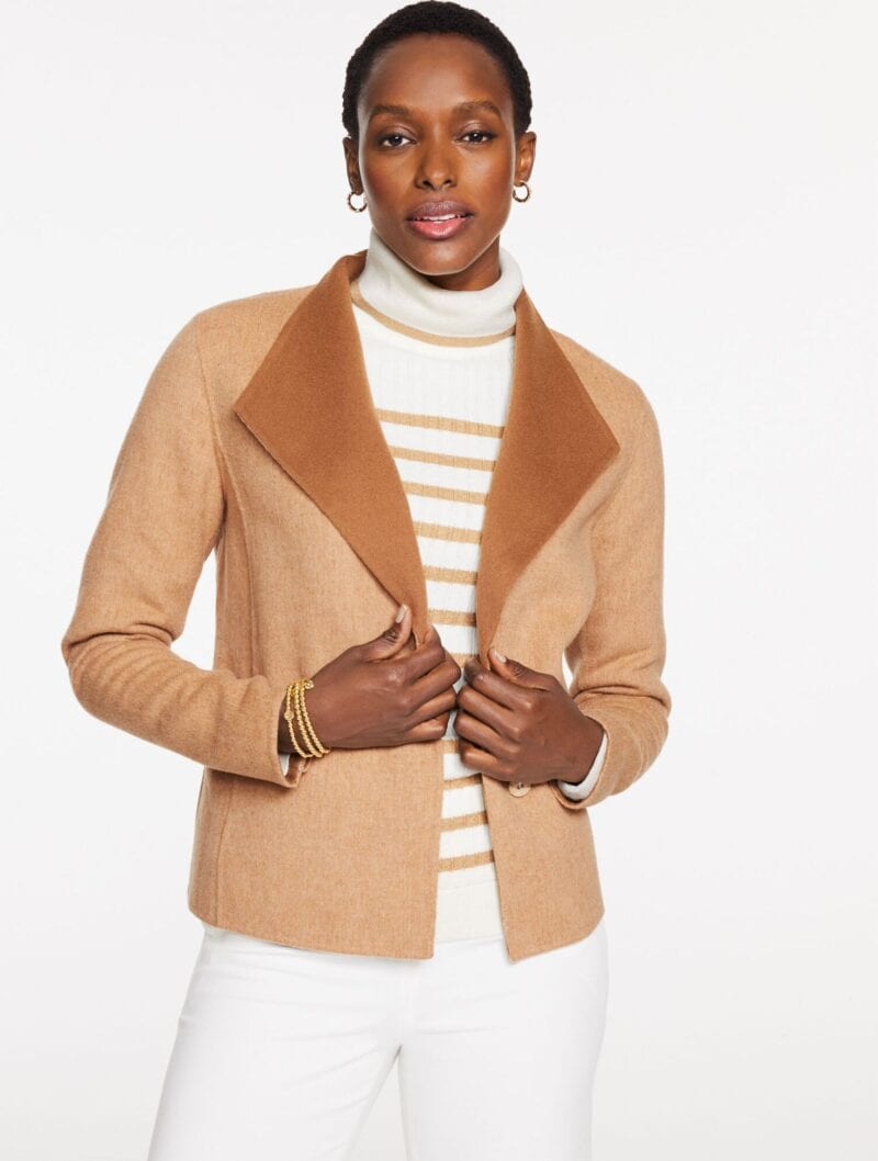 Talbots double faced wool jacket in camel.