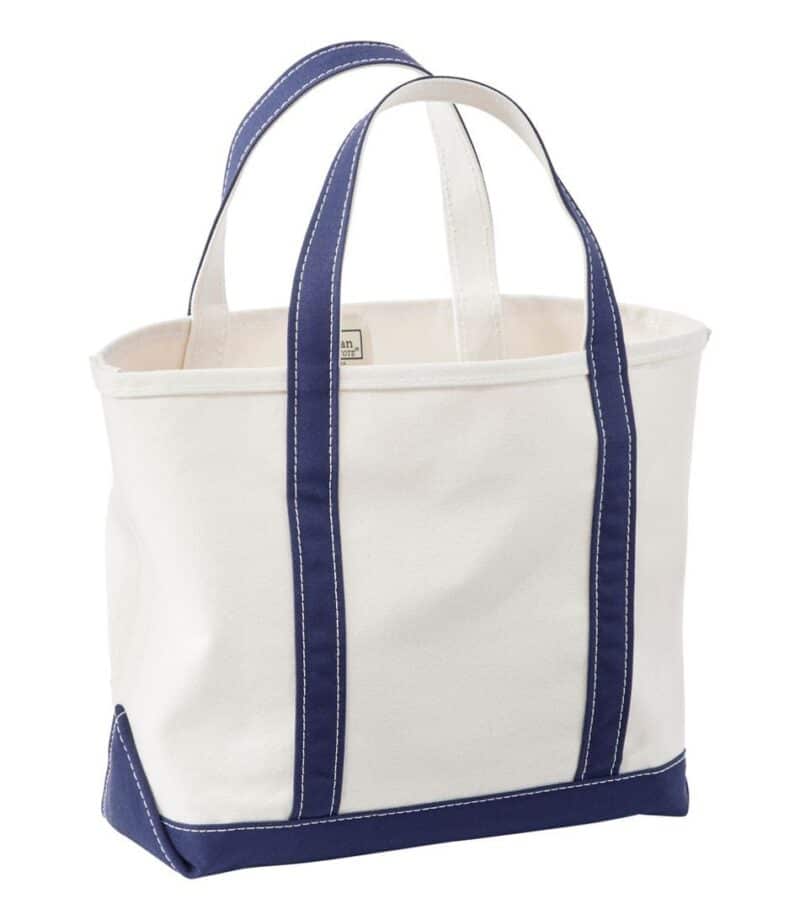 LL Bean Boat & Tote canvas bag (white/navy).