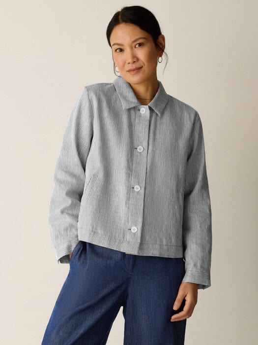 Eileen Fisher striped linen jacket.