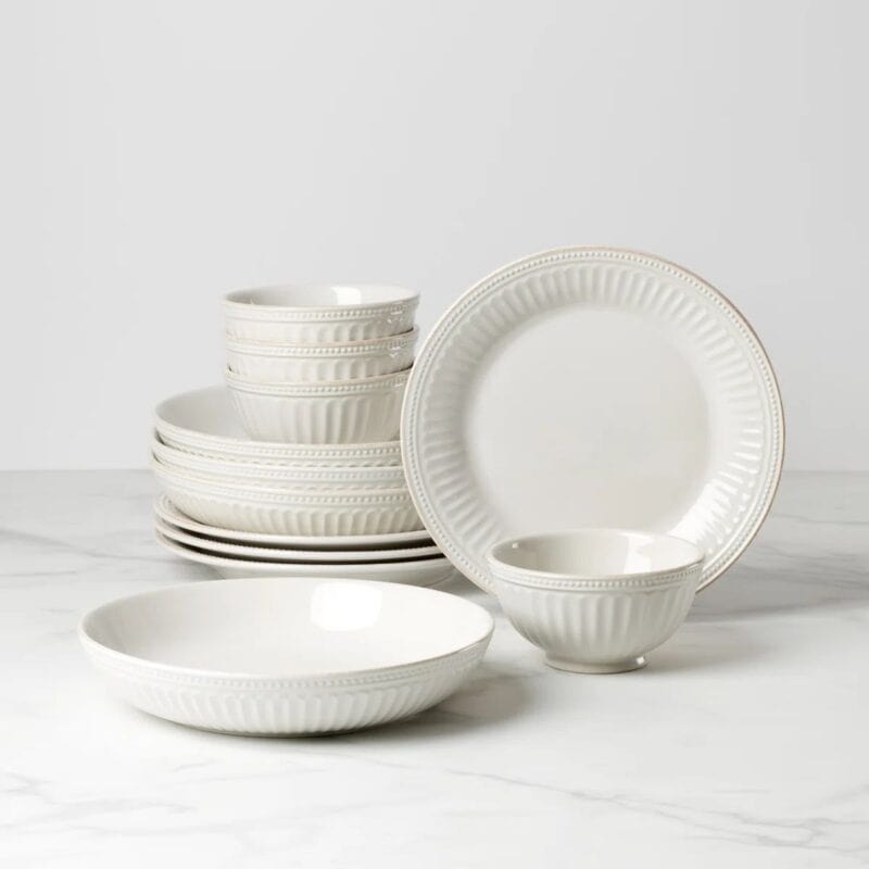 Lenox French Perle Groove dinnerware set.
