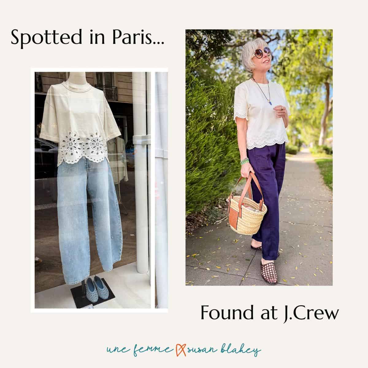 Paris-inspired style: a scalloped hem eyelet tee from J.Crew