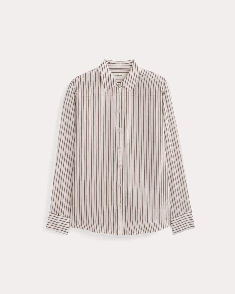 Everlane washable silk shirt in bone/toffee