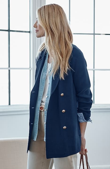 J.Jill double-breasted sweater jacket.