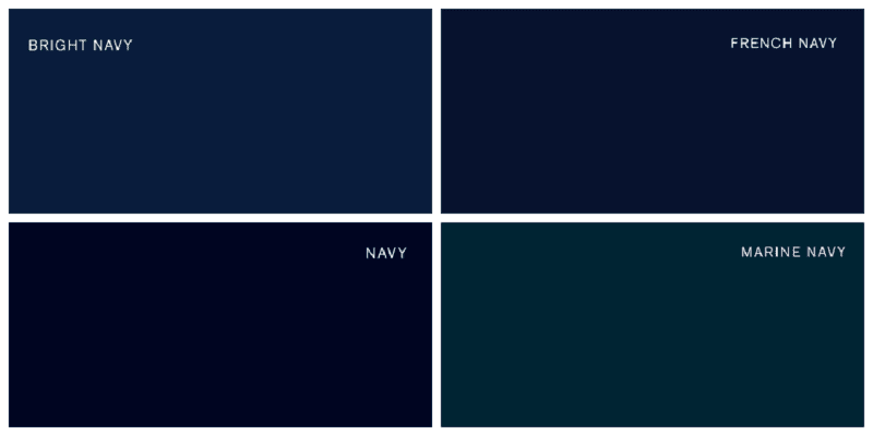 Navy shades for each of the seasonal color palettes.