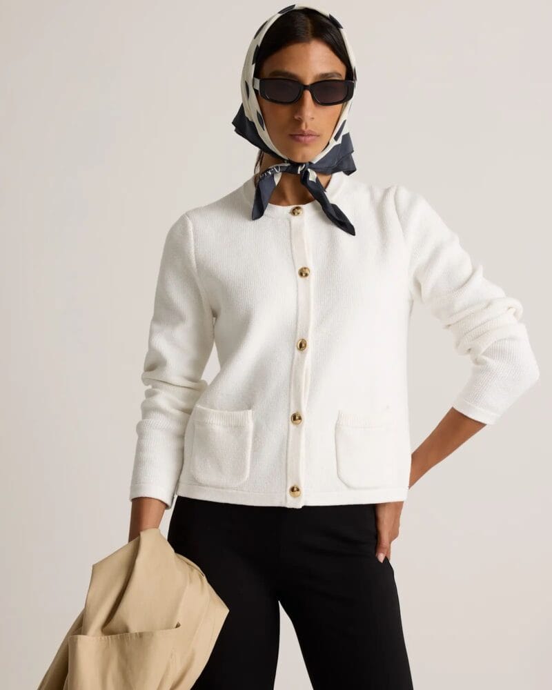 Quince organic cotton sweater jacket.