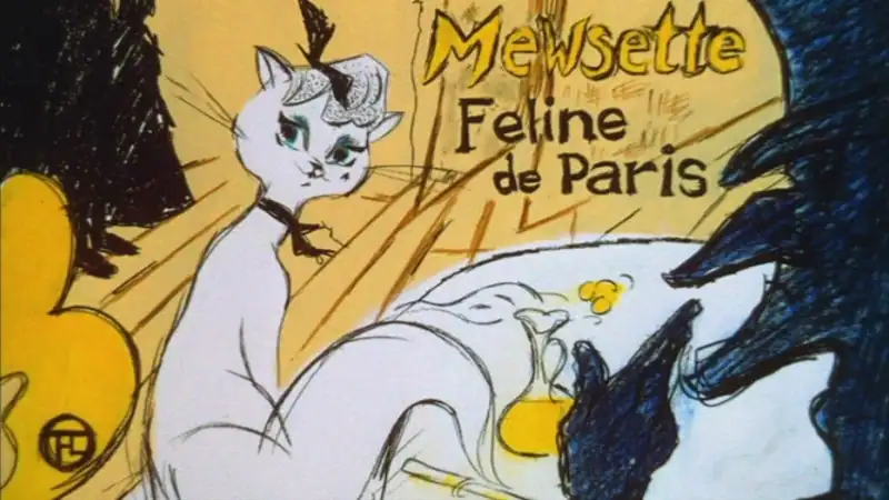 From the movie "Gay Purr-ee," Musette the cat drawn in the style of Toulouse Lautrec.