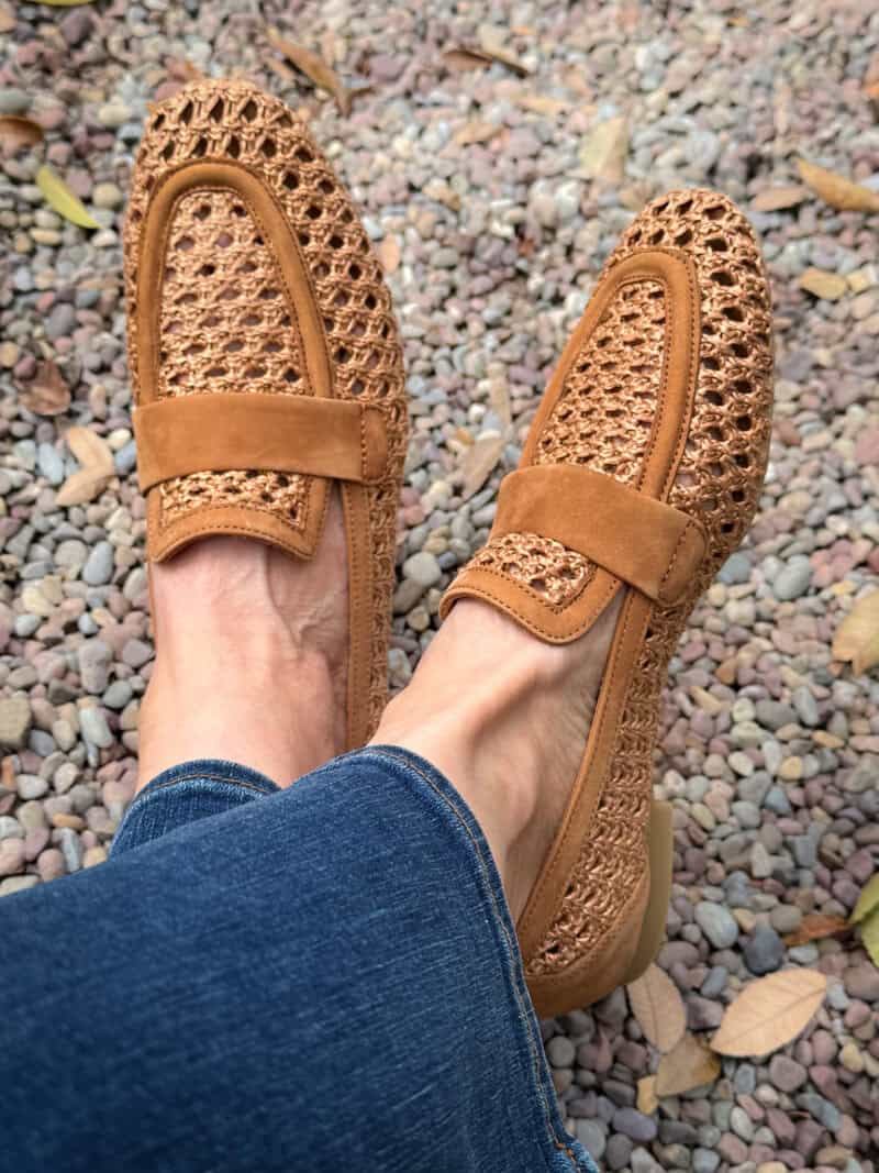 Comfortable closed toe shoes for spring & summer: Paul Green woven leather loafers.