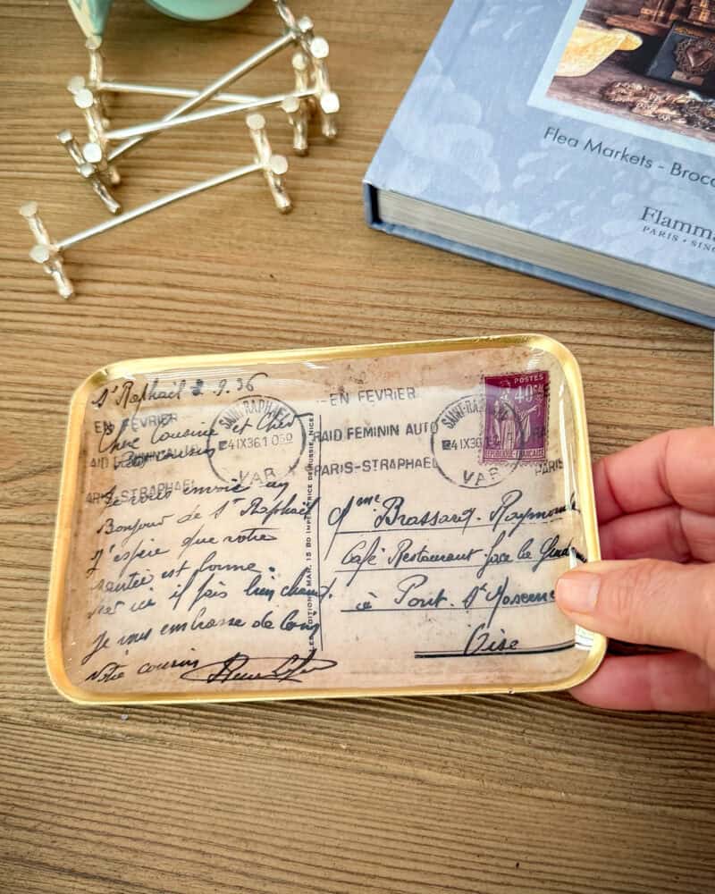 Small antique postcard print catch-all tray from Boncoeurs.