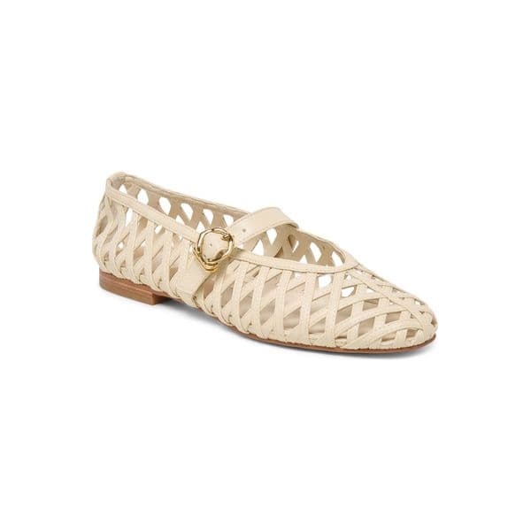 Dolce Vita Bodey Mary Jane flat with geometric cutouts, ivory.