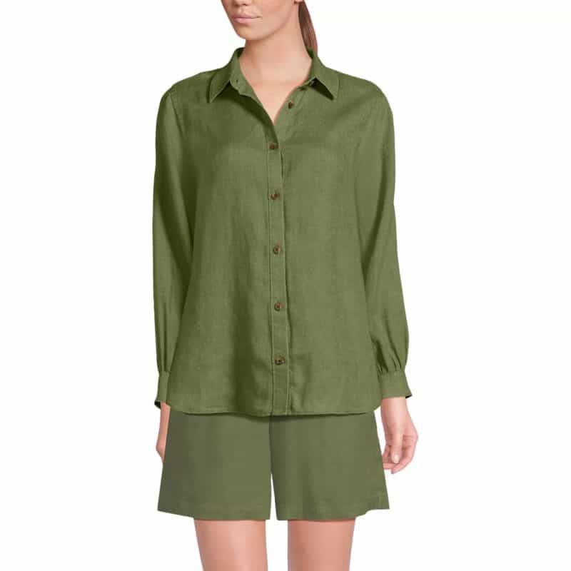 Lands' End linen shirt moss green