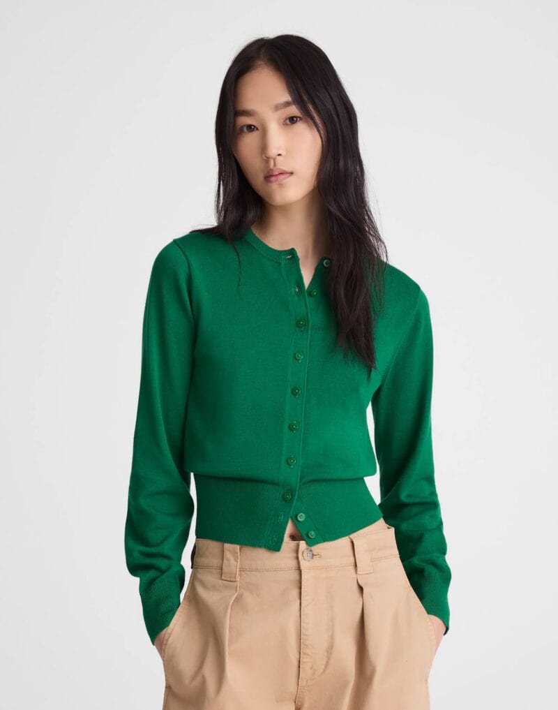 Madewell cotton cardigan emerald green