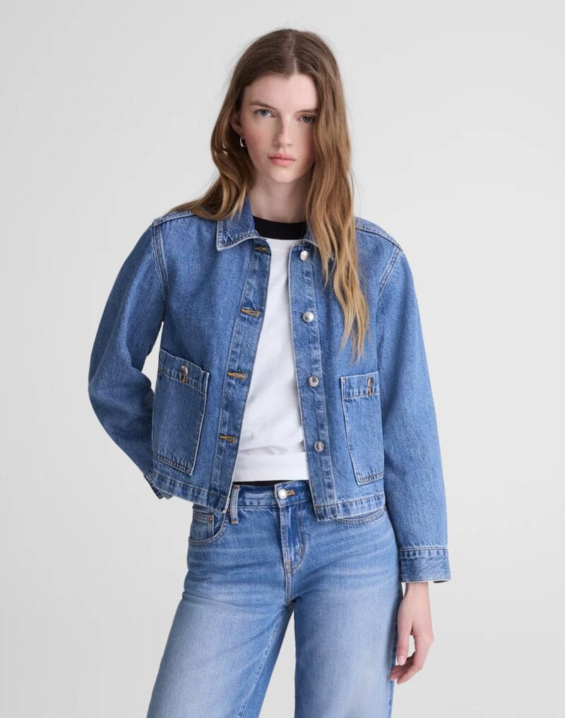 Madewell denim chore jacket cool blue.