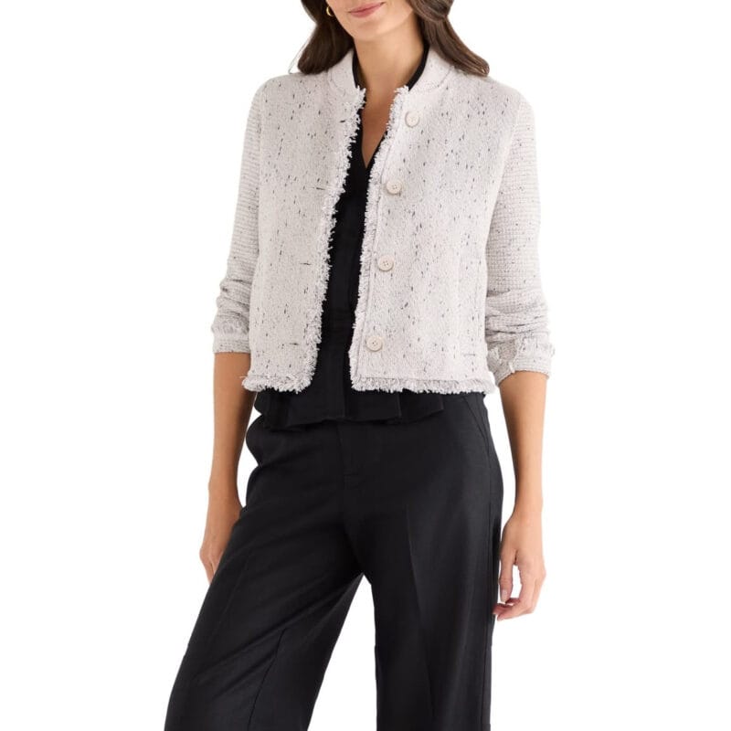 Nic + Zoe fringe knit bomber jacket