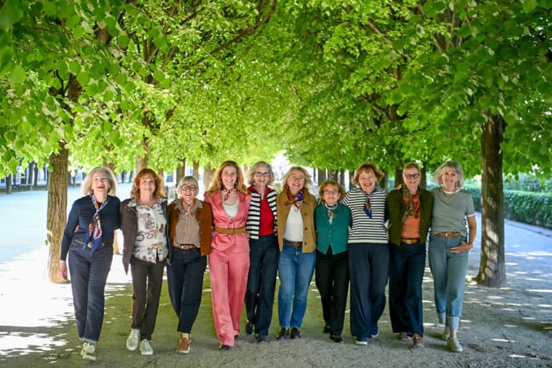 Paris Fashion Tour group in Palais Royale gardens.