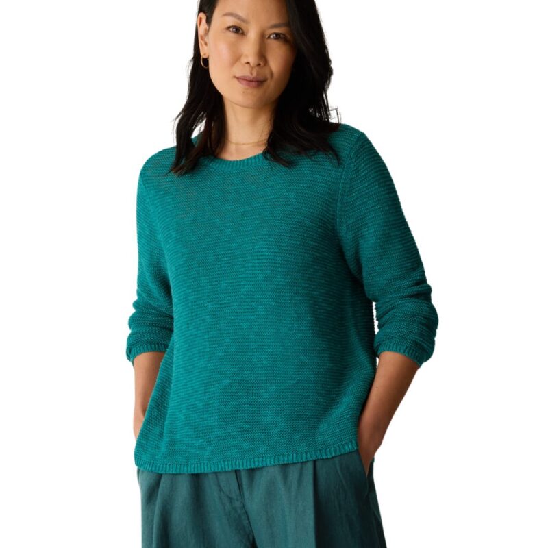 Eileen Fisher linen cotton sweater in Teal
