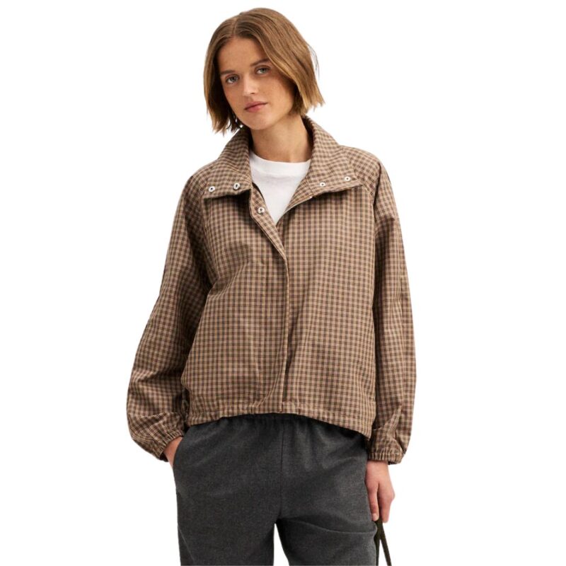 Madewell check print windbreaker jacket.
