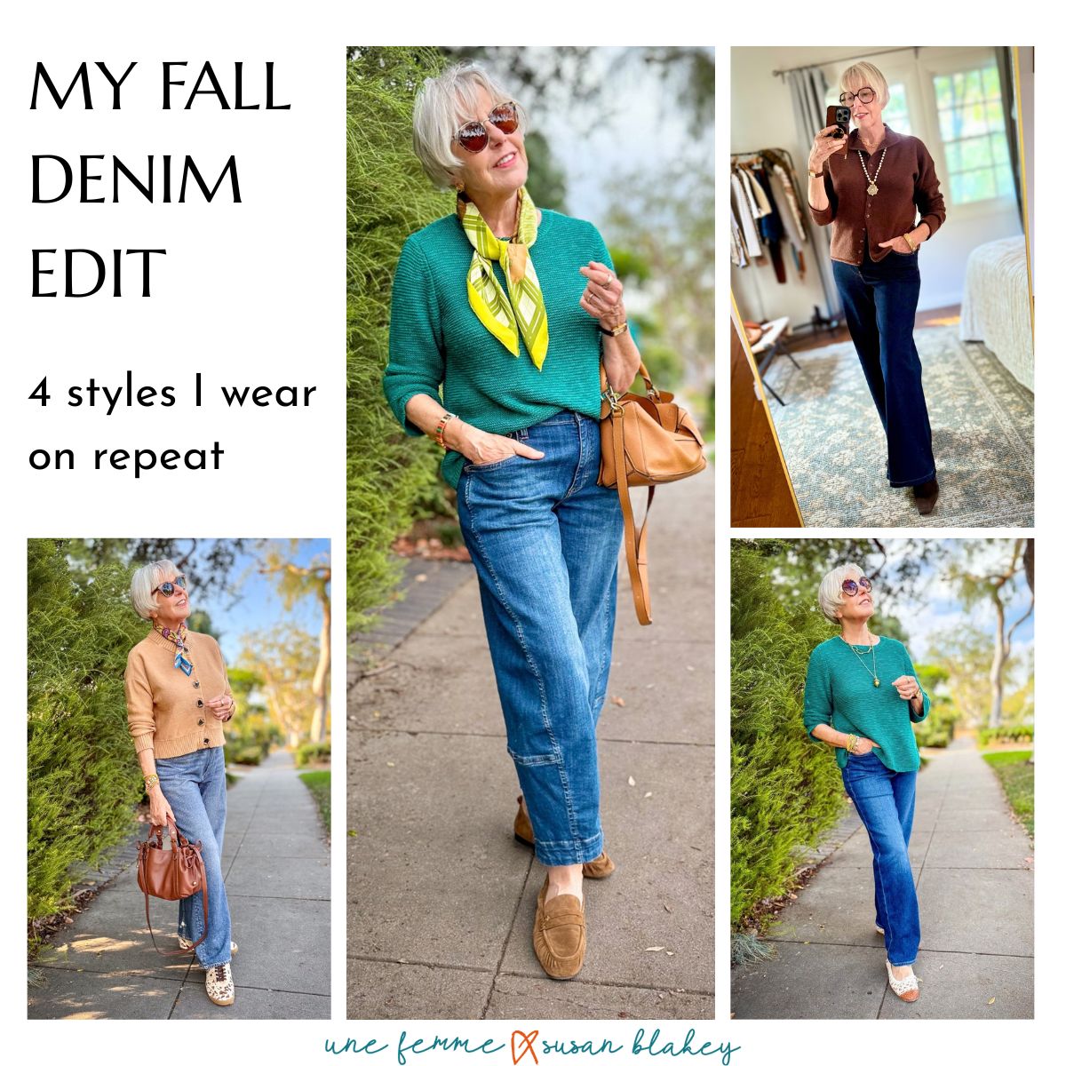 Comfortable jeans for fall: the 4 styles I reach for most often.