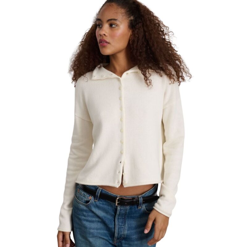 Alex Mill Taylor cotton cashmere cardigan in Ivory.