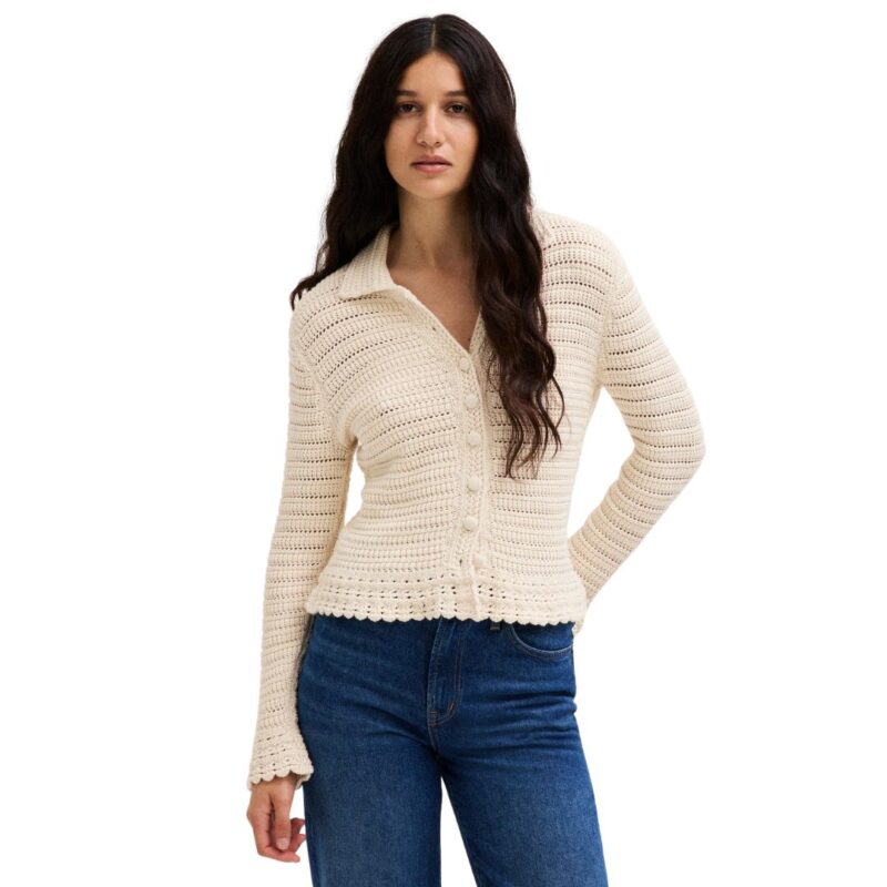 Madewell pointelle cotton cardigan ivory.