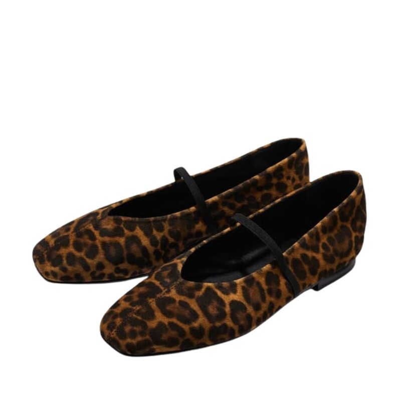 Margaux Phoebe flats in leopard print suede.