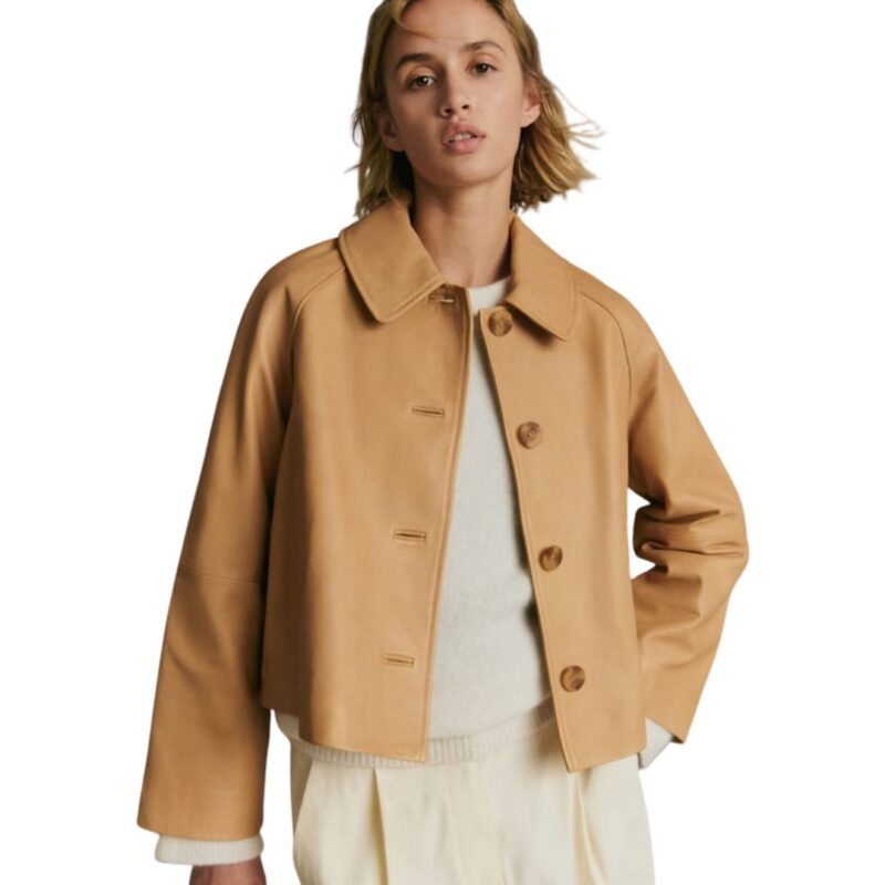 Sezane Robb leather jacket in Camel